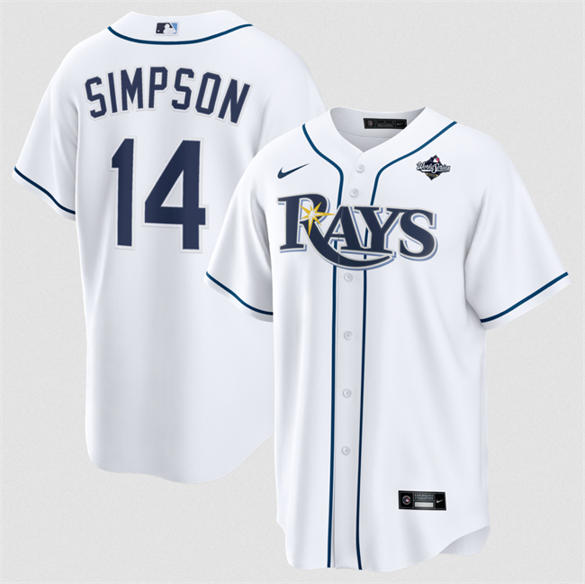 Men's White Tampa Bay Rays #14 Chandler Simpson 2026 World Series Home Cool Base Stitched Baseball Jersey